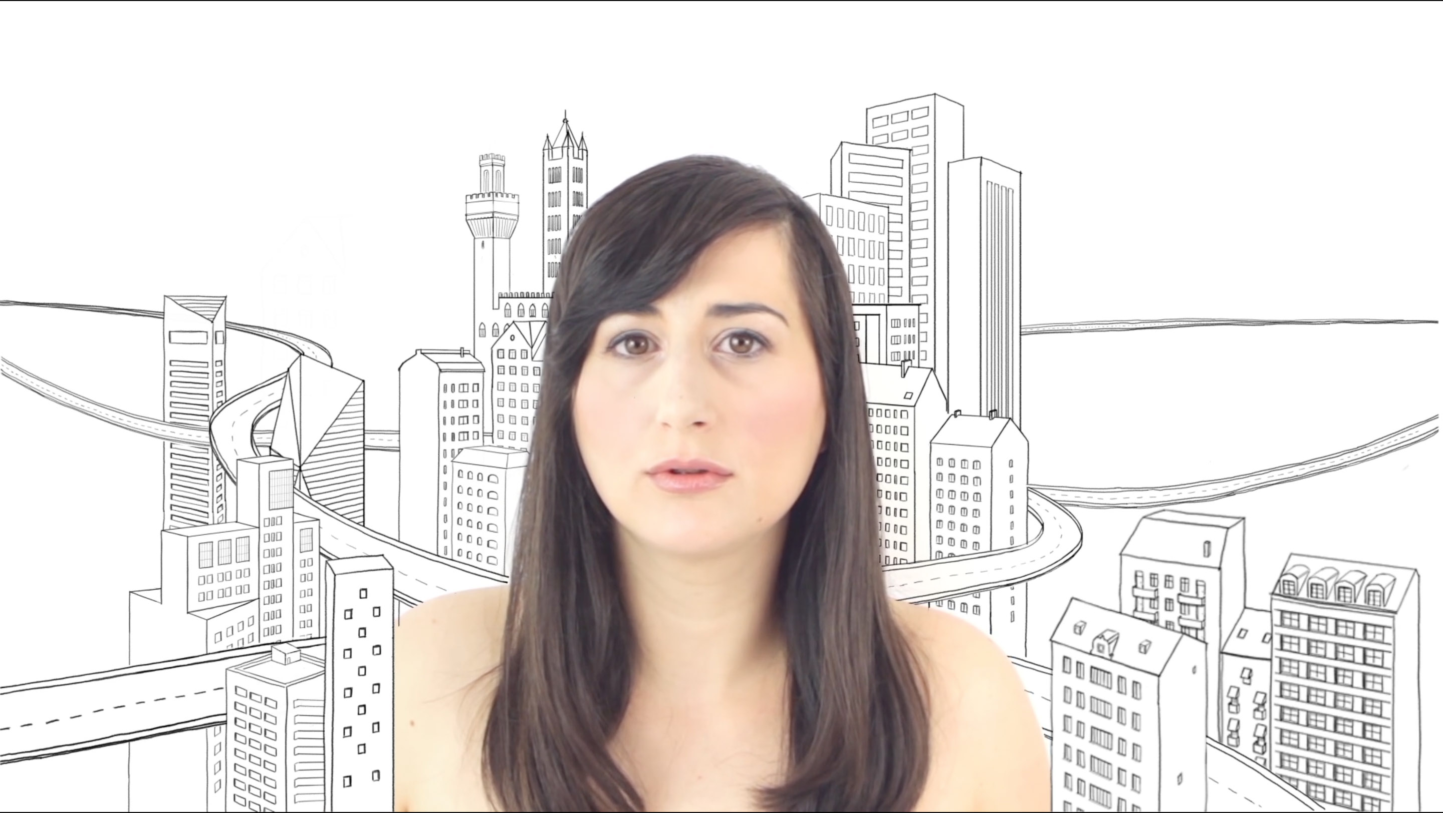 A set of six images showing screenshots from an animation, with illustration added to photos.